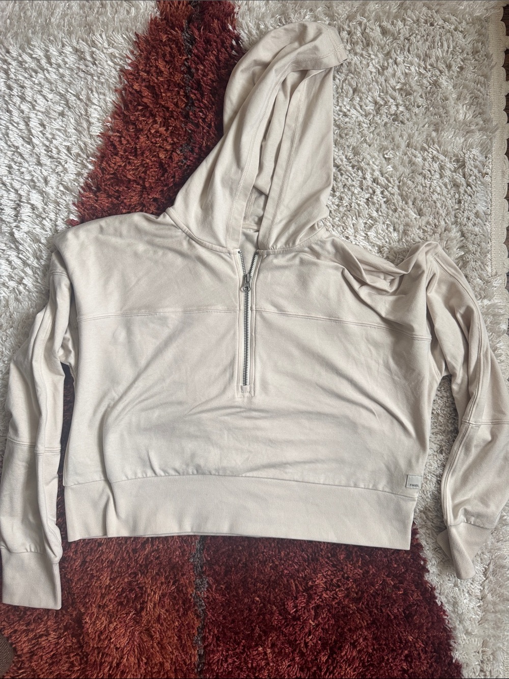 Vuori Light Beige Half-Zip Crop Hoodie Sweatshirt - Women Size M